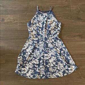 Fortune + Ivy Floral Blue and White Sleeveless Summer Dress, Size Small